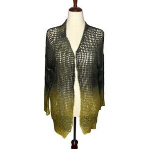 Avant Toi Cardigan Womens M Green Ombre Cashmere Silk Made In Italy Open Knit